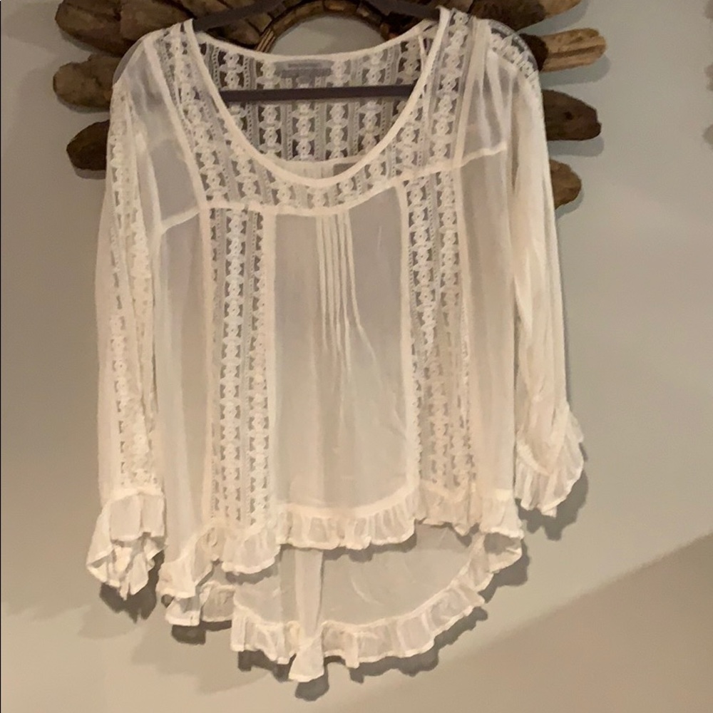 Cream blouse with lace